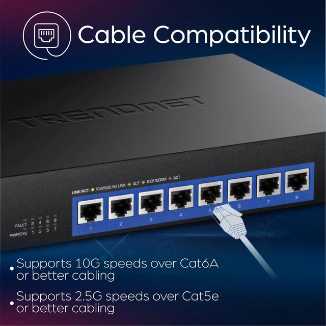 Alt view image 4 of 7 - TRENDnet 8-Port 10G Switch, 8 x 10G RJ-45 Ports, 160Gbps Switching Capacity Rack mountable, 10 Gigabit Network Connections, Lifetime Protection, Black, TEG-S708