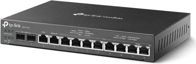 Main image of ER7212PC | Omada Router, PoE Switch & Controller 3-in-1 Gigabit VPN Router | Up to 4 WAN | 8 PoE+ LAN Port @ 110W | Fanless | Easy Installation | Load Balance