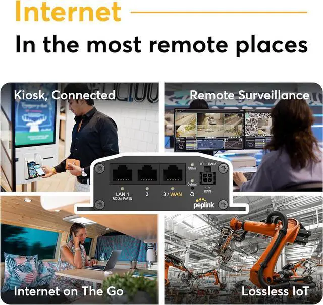 Alt view image 3 of 5 - Peplink Cellular Router MAX BR1 Mini - 5G Router 5G/LTE Cellular Modem 3 Ethernet LAN Connections (no WiFi/GPS) Redundant SIM Slots, Built-in eSIM Upgradeable to Dual WAN VPN Capable