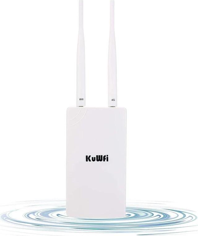 Main image of KuWFi Waterproof Outdoor 4G LTE CPE SIM Card WiFi Router 150Mbps CAT4 SIM LTE Routers Work with IP Camera or Outside WiFi Coverage with 2pcs Antenna Only Work with SIM Card Mode Not for USA