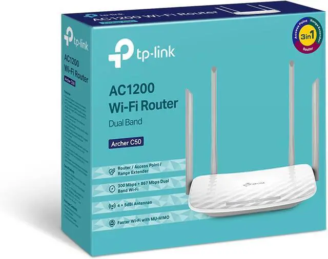 Alt view image 3 of 4 - TP-Link Archer C50 Wireless Dual Band Router (White)