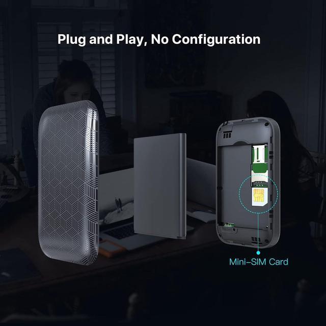 Alt view image 5 of 7 - Tenda 4G Mobile Hotspot - 4G LTE Cat4 150Mbps MiFi Device, Router with USB Charging & 2100mAh Battery, No Setup Required (4G185), Black