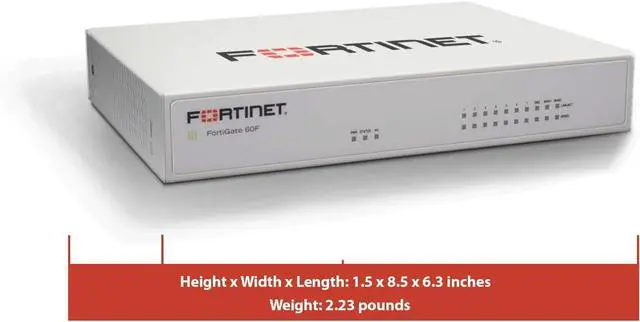Alt view image 2 of 6 - FortiGate-60F Firewall Appliance - 10 Gigabit Ethernet RJ45 Ports, Includes DMZ, WAN & Internal Ports (Appliance Only, No Subscription) (FG-60F)