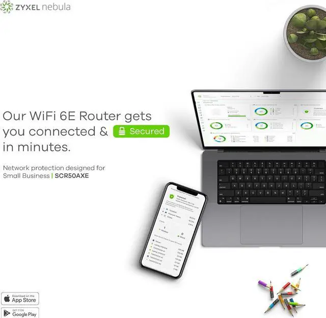 Alt view image 3 of 7 - Zyxel Secure Cloud-Managed Router with AXE5400 Tri-Band WiFi Subscription-Free Network Security, Manageable via Nebula APP/Ideal for Small Office/Small Branch. [SCR 50AXE]