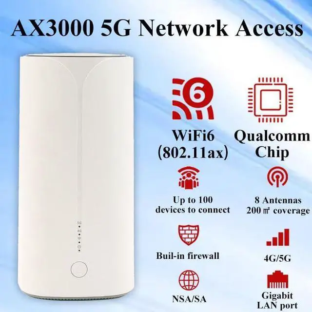 Alt view image 2 of 6 - UOTEK 5G CPE Router with SIM Card Slot, NSA SA WiFi 6 AX3000 5G Cellular Dual Band Modem for Home Office Indoor Wireless Internet Router