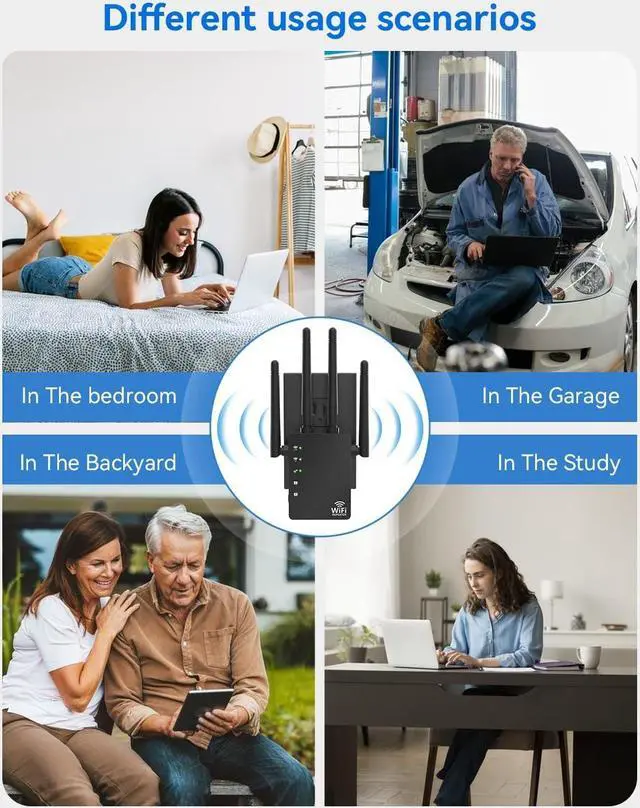 Alt view image 5 of 7 - WiFi Extender Signal Booster, Broad Coverage Up to 12880 Sq. ft and 105 Devices, WiFi Extender with 1200Mbps Dual Band 5GHz/2.4GHz, WiFi Booster with Ethernet Port, Internet Extender Booster