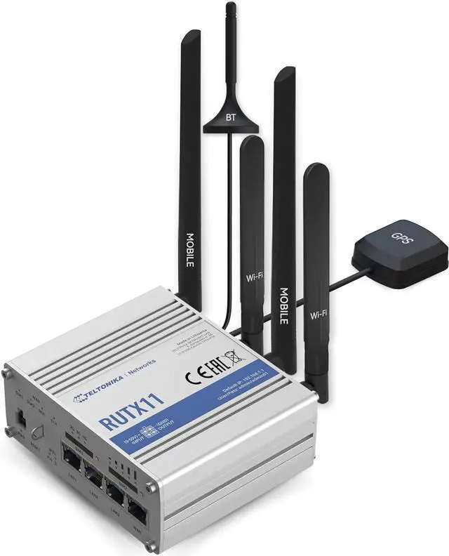 Main image of Teltonika RUTX11100400 Model RUTX11 Industrial Cellular Router; 4G LTE CAT 6; Dual SIM; WI-FI and BT; Compatible with All US Operators