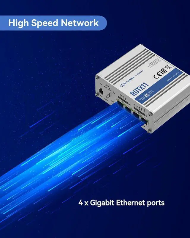Alt view image 3 of 7 - Teltonika RUTX11100400 Model RUTX11 Industrial Cellular Router; 4G LTE CAT 6; Dual SIM; WI-FI and BT; Compatible with All US Operators