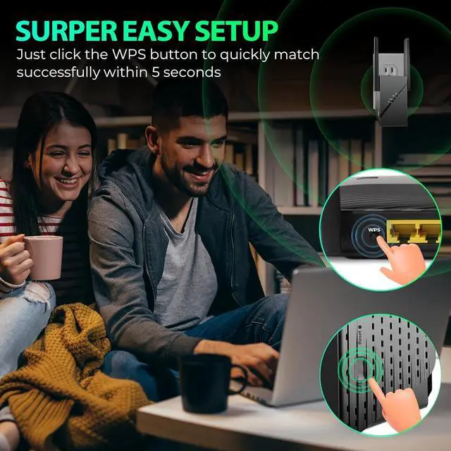 Alt view image 4 of 7 - 2025 WiFi 6 Extender Internet Booster for Home, Longest Range up to 18k sq. ft, 3Gbps Dual Band Faster Speed Access Point, Wireless Internet Repeater with Gigabit Ethernet Port, Mesh WiFi, 1-Tap Setup