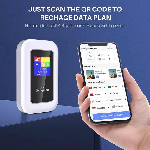 Alt view image 2 of 5 - 4G LTE WiFi Mobile Hotspot,Portable WiFi Router,No SIM Card Needed,10 Connected Devices,Pocket Worldwide Wireless Network Device for Travel,Home,Work,Coffee Shop in 99+ Countries