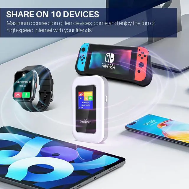 Alt view image 3 of 5 - 4G LTE WiFi Mobile Hotspot,Portable WiFi Router,No SIM Card Needed,10 Connected Devices,Pocket Worldwide Wireless Network Device for Travel,Home,Work,Coffee Shop in 99+ Countries