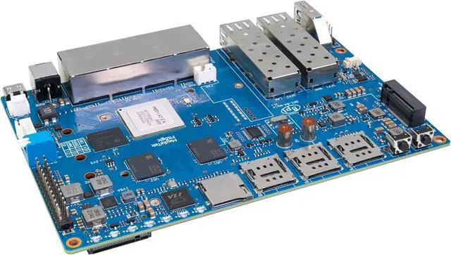 Alt view image 4 of 7 - Banana Pi BPI-R4 WiFi 7 Wireless Dual-Band WiFi Router Board OpenWRT, with MediaTek MT7988A (Filogic 880) SoC, Support 2X 10GbE SFP and 4X GbE Gigabit Ethernet for NAS Smart Home Gateway (Bundle3)