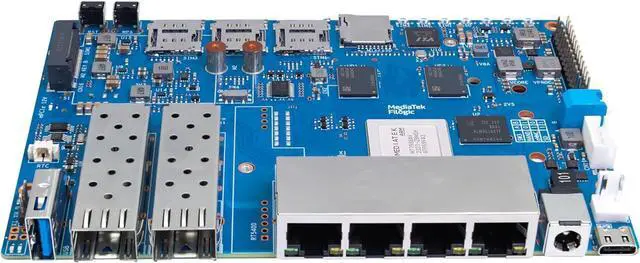 Alt view image 5 of 7 - Banana Pi BPI-R4 WiFi 7 Wireless Dual-Band WiFi Router Board OpenWRT, with MediaTek MT7988A (Filogic 880) SoC, Support 2X 10GbE SFP and 4X GbE Gigabit Ethernet for NAS Smart Home Gateway (Bundle3)