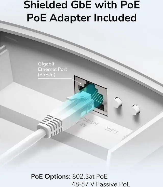 Alt view image 4 of 7 - Cudy Outdoor AX3000 High Power WiFi 6 Access Point, IP65 Weather Proof, External High Power FEMs, Gigabit RJ45 Ports, Support 802.3at or 48~57V Passive PoE, Lightning Protection, MU-MIMO