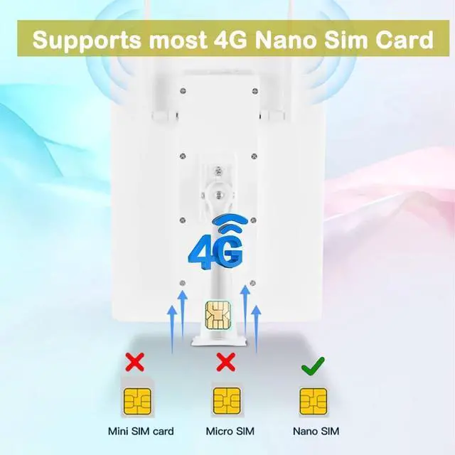 Alt view image 5 of 7 - Solar Powered 4G LTE Modem Router,Outdoor Wireless Router with SIM Card Slot,Free Trial Plan Or Plug Sim Card,Mobile Hotspot 2.4GHz Wi-Fi 150Mpbs,2-External Antennas,Modem for Any Operator (32*26cm)