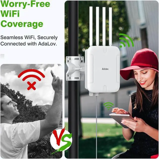 Alt view image 4 of 7 - WiFi 6 Outdoor Access Point, Dual Band 5378 Mbps Wireless Outdoor AP 500M Long Range WiFi | | Up to 128 Devices | IP67 Waterproof, Supports Mesh Extender/AP for Farm, Courtyard, Park, Campsite
