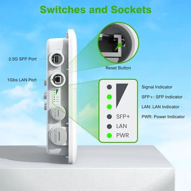 Alt view image 5 of 7 - WiFi 6 Outdoor Access Point, Dual Band 5378 Mbps Wireless Outdoor AP 500M Long Range WiFi | | Up to 128 Devices | IP67 Waterproof, Supports Mesh Extender/AP for Farm, Courtyard, Park, Campsite