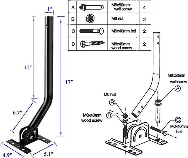 Alt view image 6 of 6 - Long Range WiFi Antennas Outdoor Full Kit 2.4GHz 5GHz External Panel Directional WiFi Antenna Extender for WiFi Router/Wireless Camera/WiFi Access Point, 5meter Cable, RP-SMA, SMA, Mounting Pole