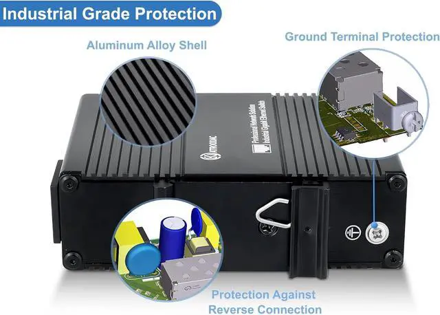 Alt view image 5 of 7 - Mini 6 Port Multi-Gigabit Unmanaged Ethernet Switch with 5 x 1.25G Base-T Ports and 1 x 1.25G SFP Slot Network Switch Compatible with 100/1000Mbps Metal Case Fiber Switch with Power Cord
