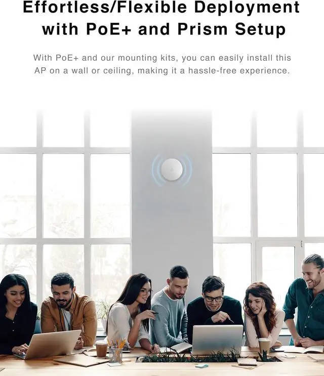 Alt view image 4 of 7 - BROWAN WiFi 6 Ceiling Mounted AX6000 Enterprise Access Point (MI12) with OFDMA MU-MIMO Mesh, PoE+ Powered for Business & Home | PoE Injector Not Included