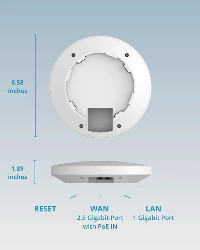 Alt view image 6 of 7 - BROWAN WiFi 6 Ceiling Mounted AX6000 Enterprise Access Point (MI12) with OFDMA MU-MIMO Mesh, PoE+ Powered for Business & Home | PoE Injector Not Included