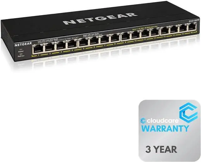 Main image of NETGEAR GS316PP 16-Port + Unmanaged Switch