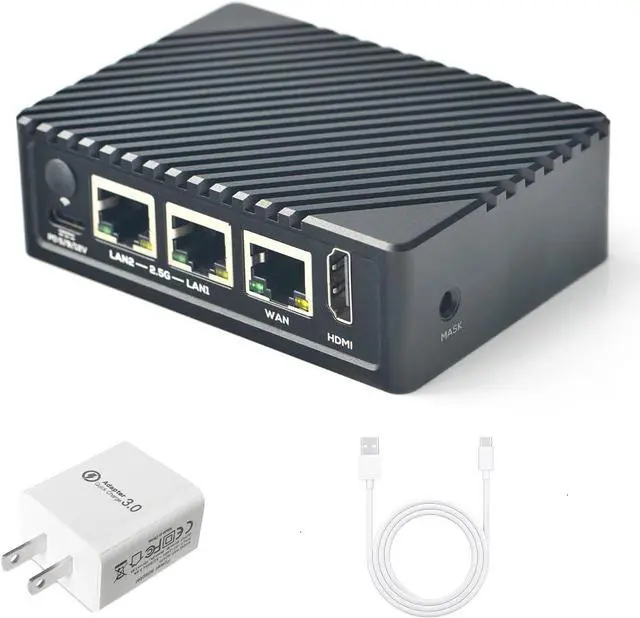 Main image of youyeetoo NanoPi R5S Mini Router with Metal Case,4GB LPDDR4 32GB EMMC, RK3568 Development Board 0.8TOPS NPU Support Docker Three Ethernet Ports USB3.0 HDMI Support M.2 NVMe PD Power (Power Bundle)