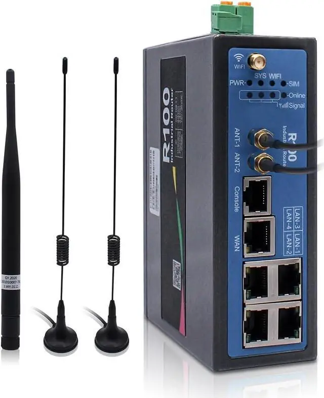 Main image of Industrial 4G LTE Router with SIM Card Slot, LTE Cat 4 Wi-Fi Cellular Router, External Detachable Antenna, VPN, RS232/RS485 M2M IoT Integration, Band Lock, and Remote Management
