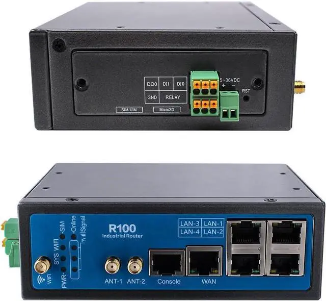 Alt view image 6 of 7 - Industrial 4G LTE Router with SIM Card Slot, LTE Cat 4 Wi-Fi Cellular Router, External Detachable Antenna, VPN, RS232/RS485 M2M IoT Integration, Band Lock, and Remote Management