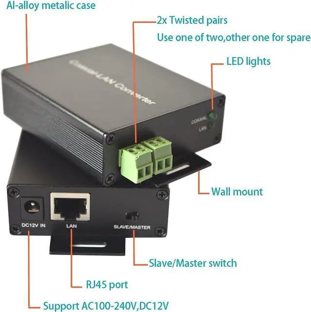Alt view image 3 of 9 - Ethernet Extender Kit (Pair) Over Twisted Pair/Telephone Wire/Phone line up to 2Km(6500ft) for HD Network IP Camera, Webcam