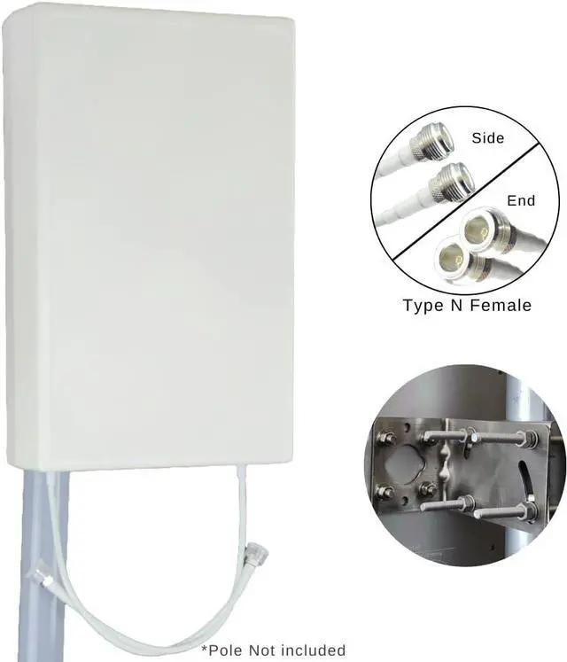 Alt view image 2 of 7 - Blaster 5G Hotspot and Home Internet High Power 2x2 MIMO Antenna | 5G & LTE | Dual Type N Female Connectors | 600MHz - 4000MHz Wide Band | 10dBi Max Gain | Directional Flat Panel Design