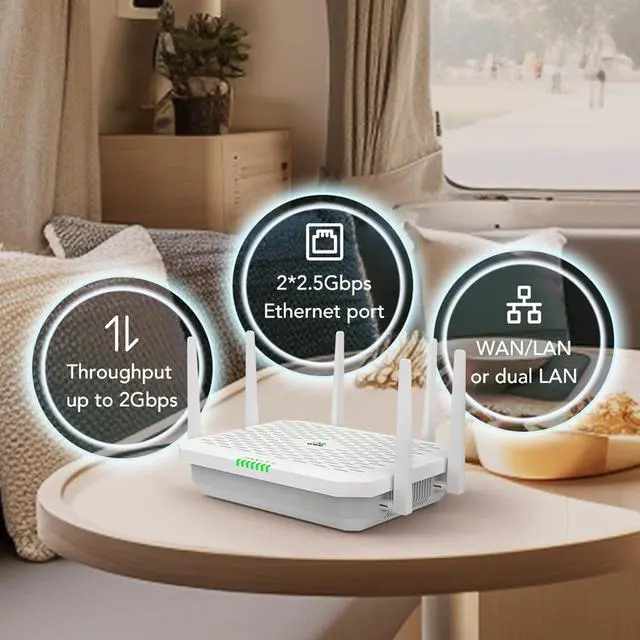 Alt view image 7 of 7 - InHand Networks 5G NR FWA02 Cellular Cloud-Managed Router,Fast Wi-Fi 6, Multi-WAN, Detachable Antennas,Dual SIM,Built-in VPN, Data encryption, Secure Internet, Support T-Mobile