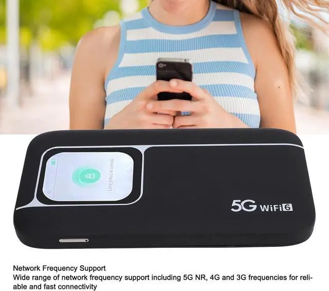 Alt view image 3 of 7 - 5G Travel Router, 5G WiFi6 Mobile Hotspot Router, 5G Cellular Network Nano SIM Card Slot, Portable Hotspot Device with 2.01 Inch Screen