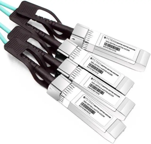Alt view image 3 of 5 - 100G QSFP28 to 4x25G SFP28 Active Optical Breakout Cable Compatible with Juniper JNP-100G-AOCBO-20M 20m (66ft)