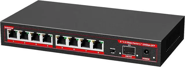 Main image of 8 Port 2.5G Ethernet Switch with 1*10G SFP+ Slot, 9 Ports 2.5Gb Network Swithes and 1-10Gb Multi Speed, 60Gbps Switching Capacity, One Key VLAN| Plug & Play |Fanless |Metal |Wall Mount