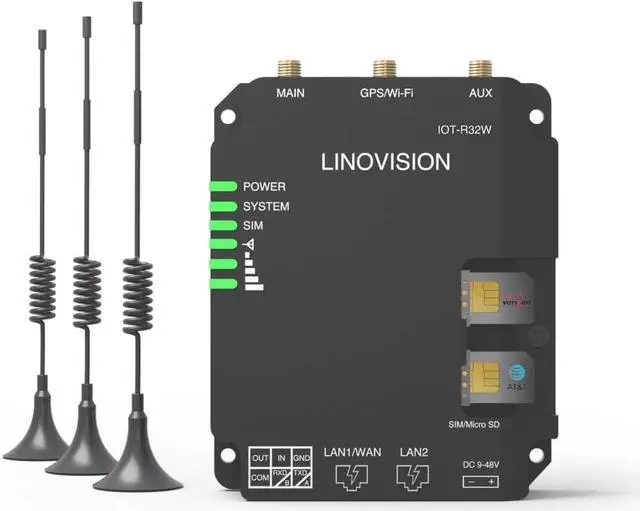 Main image of LINOVISION Industrial 4G LTE Cat4 Cellular Router with Wi-Fi, Enhanced Signal for Remote Sites, Dual SIM Slots, DTU Gateway for RS485 devcie, IoT Sensors, Solar Power Cameras, M2M, Vehicles