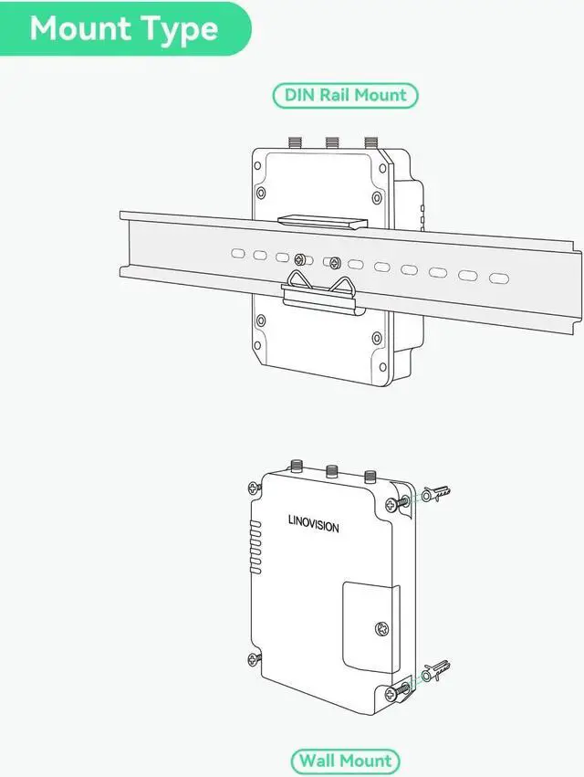 Alt view image 5 of 7 - LINOVISION Industrial 4G LTE Cat4 Cellular Router with Wi-Fi, Enhanced Signal for Remote Sites, Dual SIM Slots, DTU Gateway for RS485 devcie, IoT Sensors, Solar Power Cameras, M2M, Vehicles