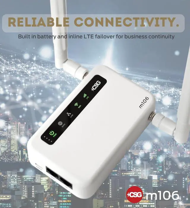 Alt view image 6 of 7 - CSG m106 LTE Cellular Gateway Business or Home Router, Verizon 4G LTE Network Compatible, Built-in Failover, 5,000 mAh Backup Battery for Travel, Lightweight Portable Design, RV Internet
