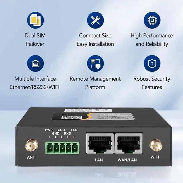 Alt view image 4 of 7 - 4G VPN Router, Industrial 4G LTE WiFi Router 3G/4G Yeacomm YF325 Wireless Modem Router Unlocked with Dual Sim Card Slot,B2/4/5/12/13/17/66/71 US Full Frequency Band Supported