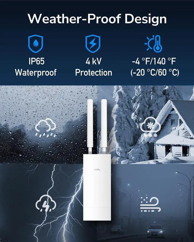 Alt view image 4 of 7 - Cudy Unlocked Outdoor 4G LTE Cat 4 Modem Router with SIM Card Slot, AC1200 WiFi, EC25, IP65, Detachable Antennas, Passive PoE Adapter Included, Pole or Wall mounting, DDNS, VPN, LT500 Outdoor
