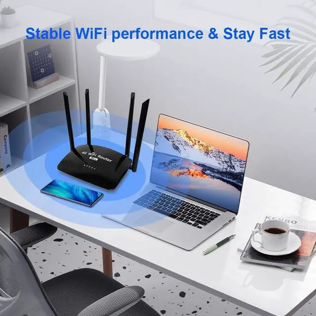 Alt view image 2 of 7 - Unlocked 4G LTE Router with Sim Card Slot, 2.4GHz 300Mbps WiFi Routers for Wireless Internet,4 High Gain Antennas, 100Mbps WAN/LAN, WiFi Router for RV,Camping,Home,WE2008-C