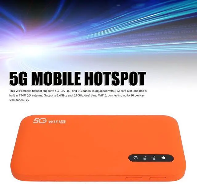 Alt view image 2 of 7 - 5G Mobile Hotspot, Mobile Hotspot Router with SIM Card Slot WiFi6 High Speed Support 16 Devices Portable Router Type C Charging for Home Travel Office