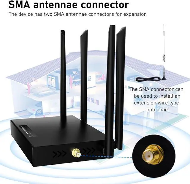 Alt view image 2 of 7 - 4G Router with 6 Antennae, Industrial Grade Iron Case Hotspot Router with SIM Card Slot, High Speed Internet Experience, Multi Device Sharing (US Plug)