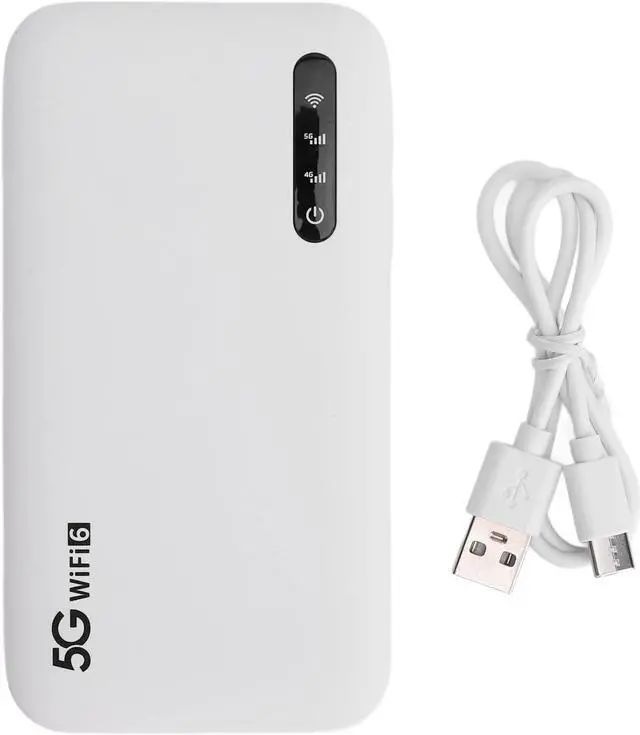Alt view image 4 of 7 - Portable WiFi Hotspot, 5G WiFi 6 2.77Gbps Mobile Router with Nano SIM Card Slot, IP67 Water Proof for Travel Supports 16 Devices USB C Power