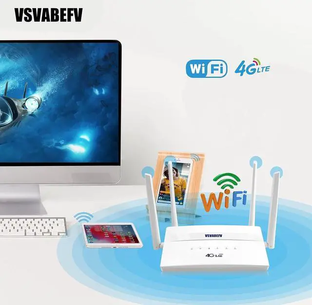 Alt view image 7 of 7 - 4G LTE Wireless Router with SIM Card Slot Unlocked 300Mbps Wireless Mobile WiFi Hotspot with Antenna for B2/B4/B5/B12/B13/B17/B18/B25, Sim Card Router Support T-Mobile AT&T