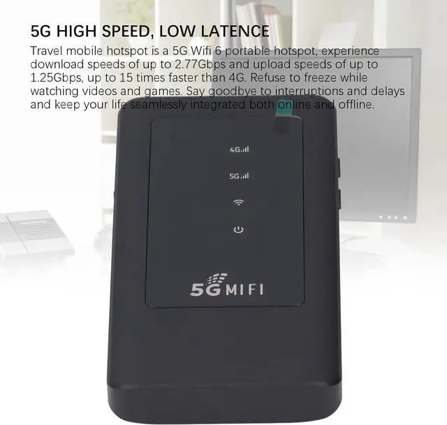 Alt view image 3 of 7 - Portable WiFi Hotspot, 5G WiFi6 2.77Gbps Mobile Router with Nano SIM Card Slot, for Travel Supports 16 Devices USB C Power, Black
