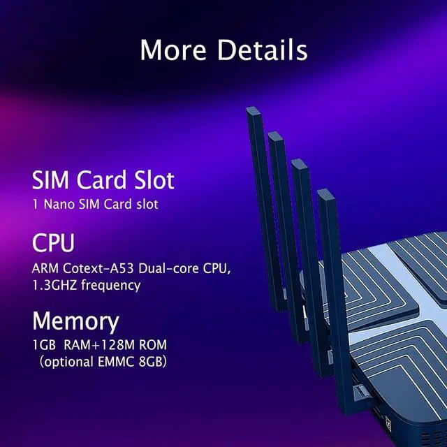Alt view image 6 of 6 - 4G WiFi 6e Router CPE LTE Cat 12 and Portable WiFi AX3000 Store RV Gaming Router for Wireless Internet vSIM Include Local and Roaming Pay as You GO Mifi Hotspot 10GB for North America
