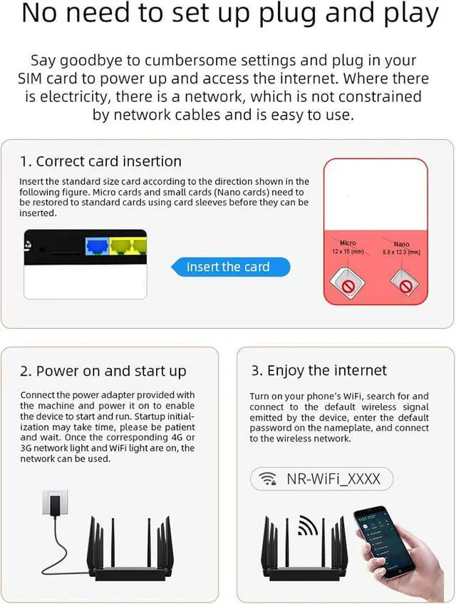 Alt view image 3 of 7 - 5G CPE Router, WiFi6 Dual Band Router with 8 Antennas, WiFi6 1000Mbps Gigabit Ethernet Network 5G Router (US Plug 100240V)