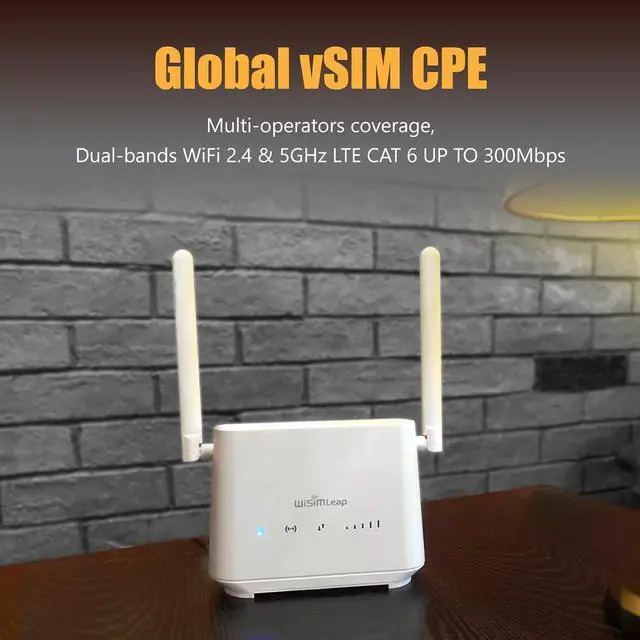Alt view image 2 of 7 - 4G WiFi Router Cat 6 with Sim Card Slot Homefi Global vSIM CPE Wireless Network and Wired Broadband Mutual Backup Internet Gaming Router 50GB for US in 30days