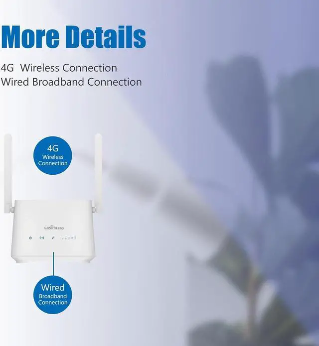 Alt view image 6 of 7 - 4G WiFi Router Cat 6 with Sim Card Slot Homefi Global vSIM CPE Wireless Network and Wired Broadband Mutual Backup Internet Gaming Router 50GB for US in 30days